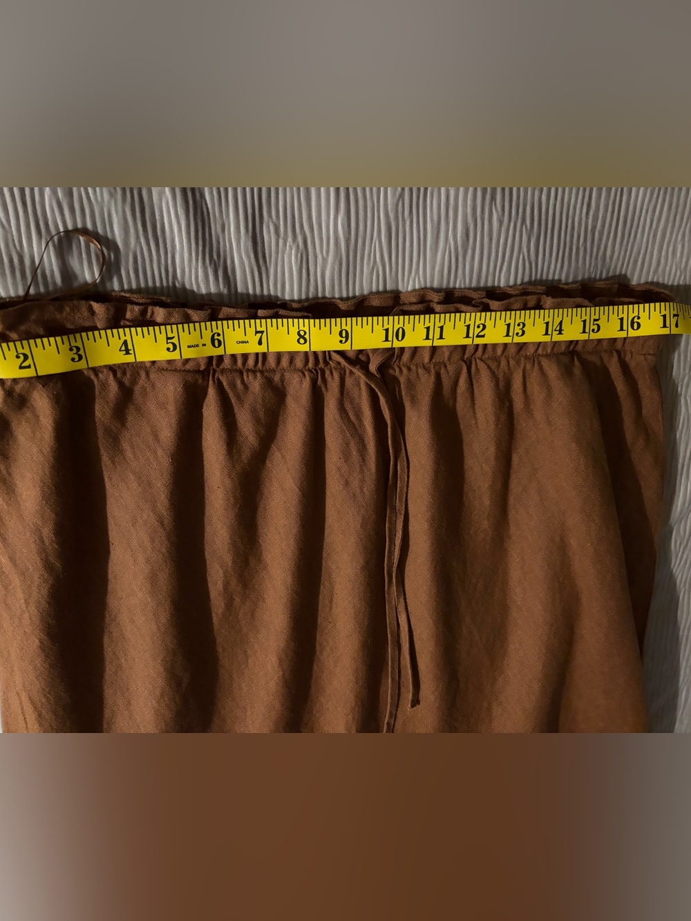 Zara Rust Brown Drawstring Maxi Skirt/ 100 % Linen/ Size Large - Picture 4 of 6